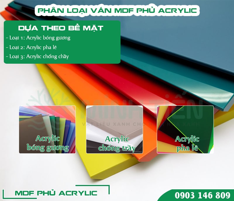 phân loại ván mdf phủ acrylic